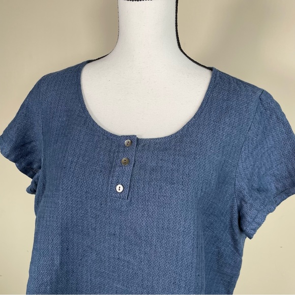J Jill PureJill Blue Linen Tunic Top - Picture 9 of 9